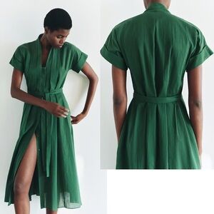 $85 NWOT Zara ZW Collection Green Shirt Dress Size S